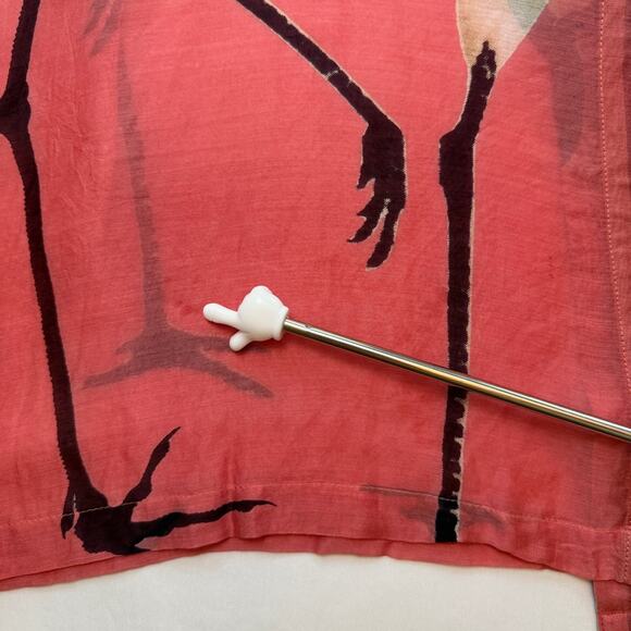 One Hundred Stars Crane Print Kimono Robe Coral Pink Modal Blend OS - Picture 11 of 16